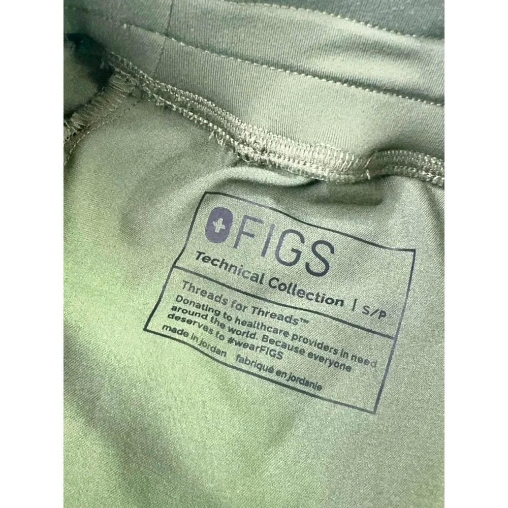FIGS HW Zamora Jogger Scrub Pants Womens S Petite Green Zip Pockets RN Medic